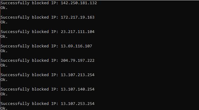 Firewall Dashboard Output